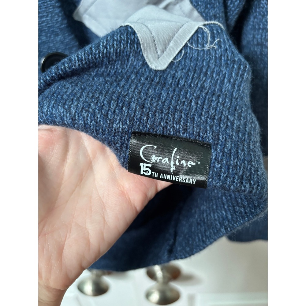 Coraline 15th Anniversary Hot Topic Star Patch Cardigan Blue Marl Large - Picture 3 of 7